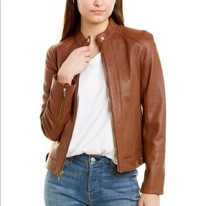 Cole Haan Leather Racer Jacket